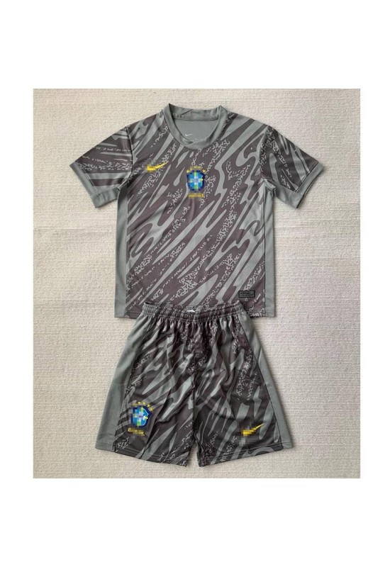 Camiseta De Portero Brasil Gris Claro 2024 Niño Kit