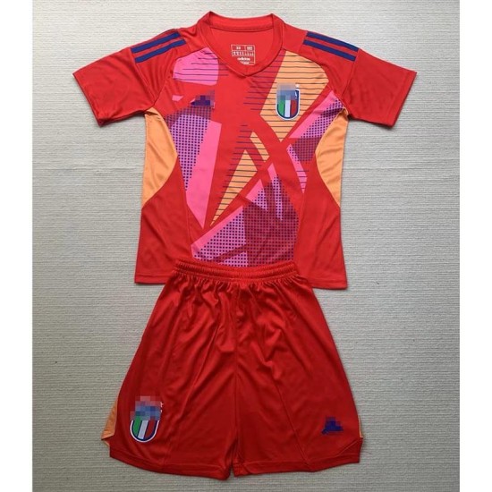 Camiseta De Portero Italia Rojo 2024 Niño Kit