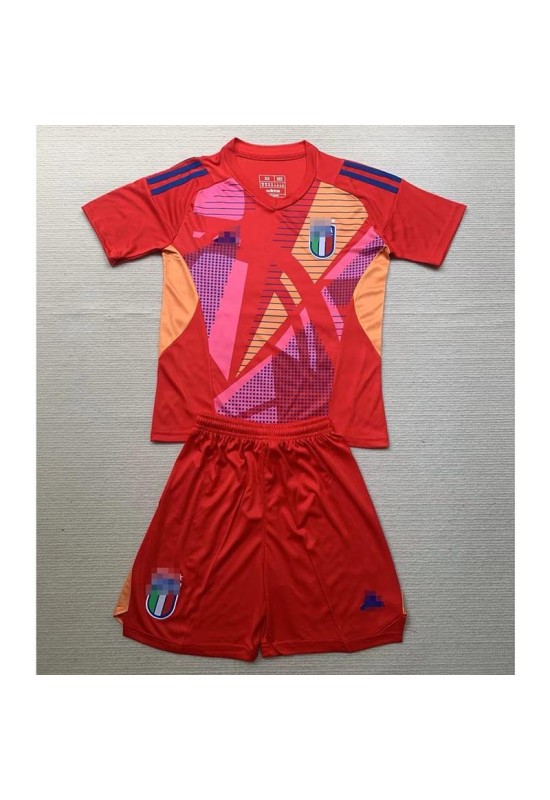 Camiseta De Portero Italia Rojo 2024 Niño Kit